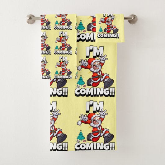 Funny Santa Claus Pattern Humorale Weihnachten Badhandtuch Set (Insitu)