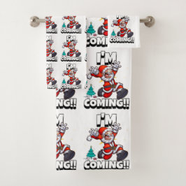 Funny Santa Claus Pattern Humorale Weihnachten Badhandtuch Set