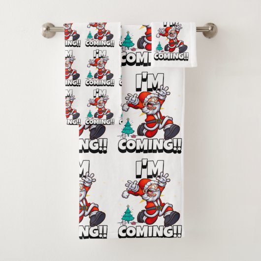 Funny Santa Claus Pattern Humorale Weihnachten Badhandtuch Set (Insitu)