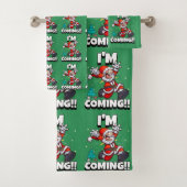Funny Santa Claus Pattern Humorale Weihnachten Badhandtuch Set (Insitu)