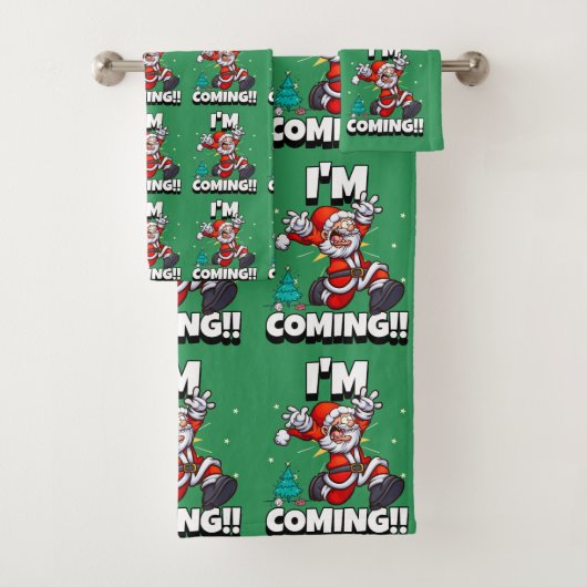 Funny Santa Claus Pattern Humorale Weihnachten Badhandtuch Set (Insitu)