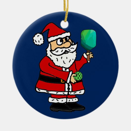 Funny Santa Claus Pickleball Weihnachten Keramik Ornament (Vorne)