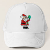 Funny Santa Claus Pickleball Weihnachten Truckerkappe (Vorderseite)