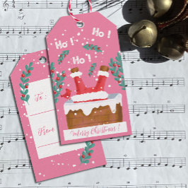 Funny Santa Claus Pink Weihnachtsgeschenke Tags Geschenkanhänger