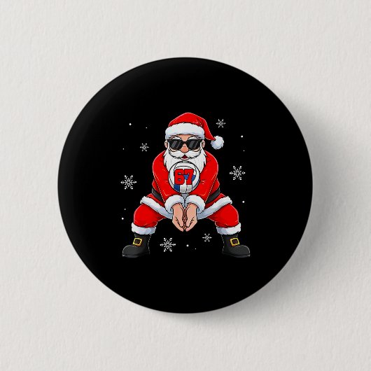 Funny Santa Claus Playing Volleyball Six Seven Chr Button (Vorderseite)