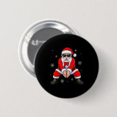 Funny Santa Claus Playing Volleyball Six Seven Chr Button (Vorne & Hinten)