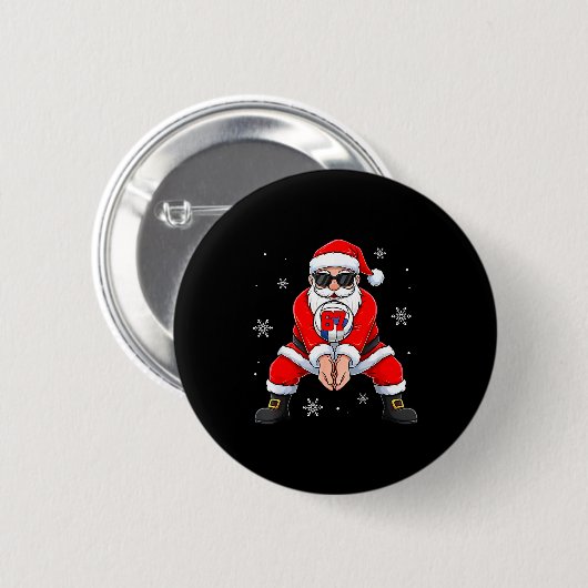Funny Santa Claus Playing Volleyball Six Seven Chr Button (Vorne & Hinten)