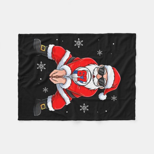 Funny Santa Claus Playing Volleyball Six Seven Chr Fleecedecke (Vorderseite (Horizontal))