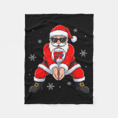 Funny Santa Claus Playing Volleyball Six Seven Chr Fleecedecke (Vorderseite)