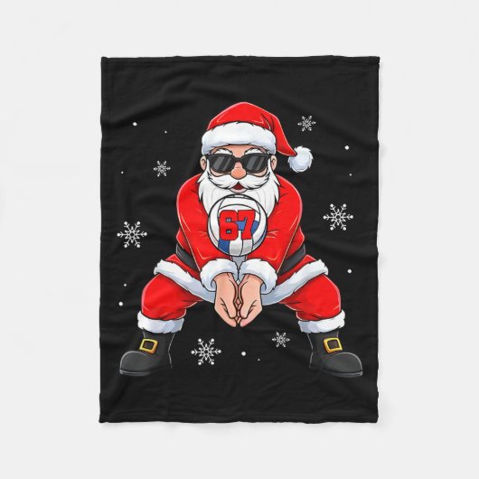 Funny Santa Claus Playing Volleyball Six Seven Chr Fleecedecke (Vorderseite)