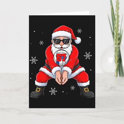 Funny Santa Claus Playing Volleyball Six Seven Chr Karte (Vorderseite)