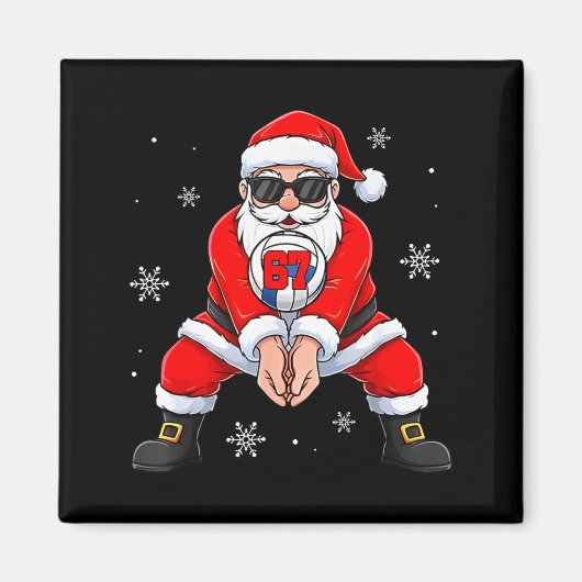 Funny Santa Claus Playing Volleyball Six Seven Chr Magnet (Vorne)