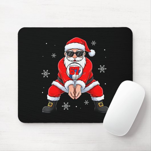 Funny Santa Claus Playing Volleyball Six Seven Chr Mousepad (Mit Mouse)