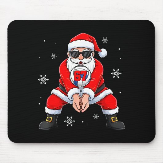 Funny Santa Claus Playing Volleyball Six Seven Chr Mousepad (Vorne)