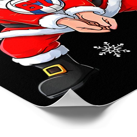 Funny Santa Claus Playing Volleyball Six Seven Chr Poster (Ecke)