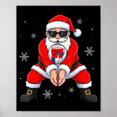Funny Santa Claus Playing Volleyball Six Seven Chr Poster (Vorne)