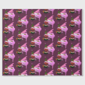 Funny Santa Claus Plays Pink Piano Geschenkpapier (Flach)