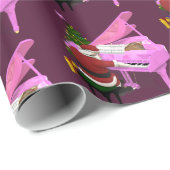 Funny Santa Claus Plays Pink Piano Geschenkpapier (Rolleneckpunkt)