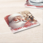 Funny Santa Claus Red Nose Rudolph Coasters Rechteckiger Pappuntersetzer (angewinkelt)