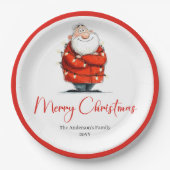 Funny Santa Claus Red White Christmas Party Plates Pappteller (Vorderseite)