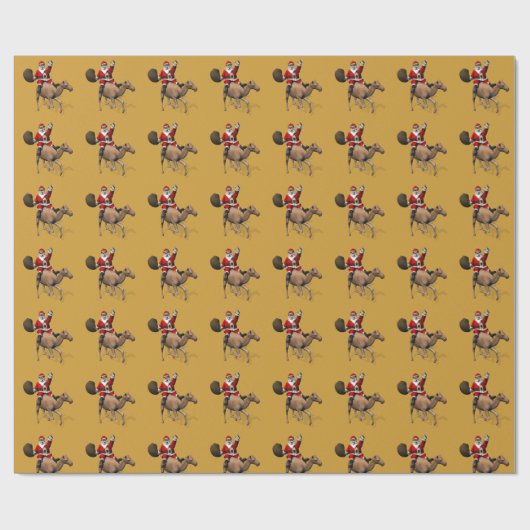Funny Santa Claus reiten auf Camel Geschenkpapier (Flach)