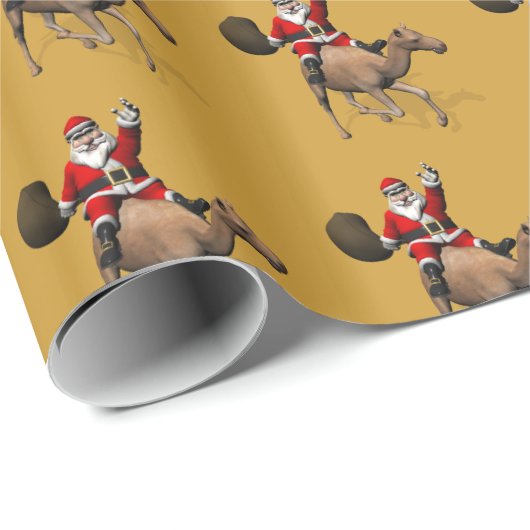 Funny Santa Claus reiten auf Camel Geschenkpapier (Rolleneckpunkt)