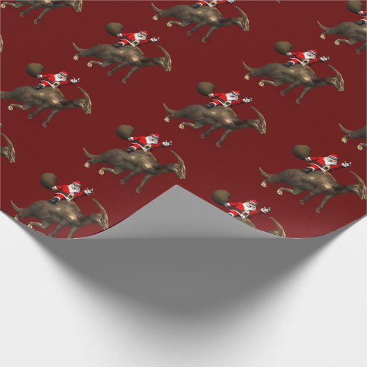 Funny Santa Claus Reiten auf dem Parasaurolophus D Geschenkpapier (Ecke)
