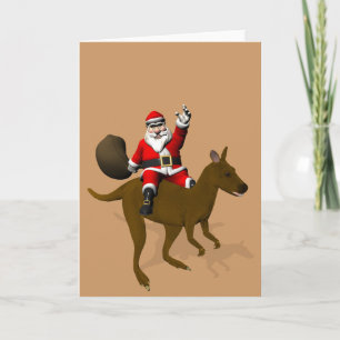 Funny Santa Claus Reiten auf Kangaroo Feiertagskarte