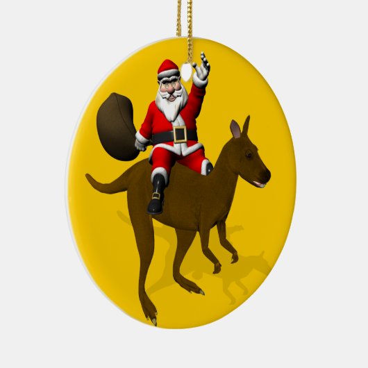Funny Santa Claus Reiten auf Kangaroo Keramikornament (Rechts)