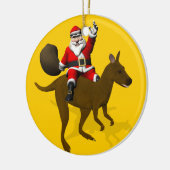 Funny Santa Claus Reiten auf Kangaroo Keramikornament (Links)