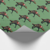 Funny Santa Claus reiten auf Spinosaurus Geschenkpapier (Ecke)