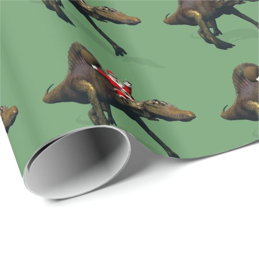 Funny Santa Claus reiten auf Spinosaurus Geschenkpapier (Rolleneckpunkt)