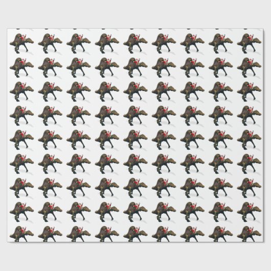 Funny Santa Claus reiten auf Spinosaurus Geschenkpapier (Flach)