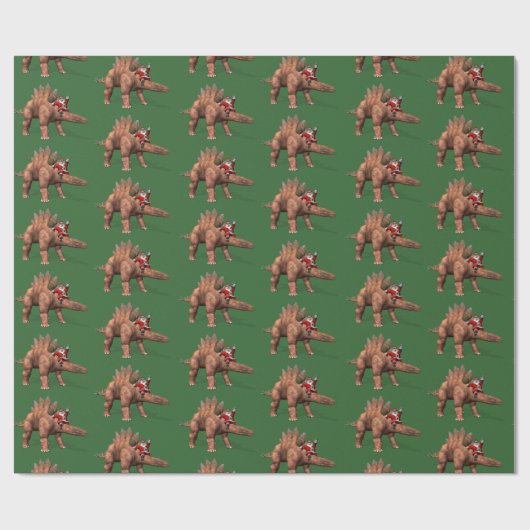 Funny Santa Claus Reiten auf Stegosaurus Dinosaur Geschenkpapier (Flach)