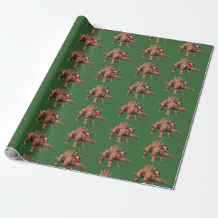 Funny Santa Claus Reiten auf Stegosaurus Dinosaur Geschenkpapier