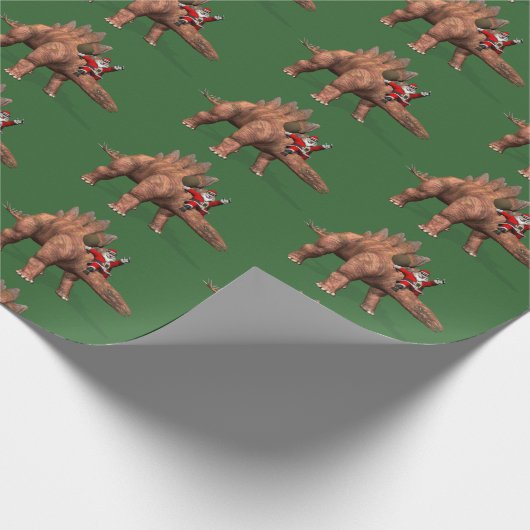 Funny Santa Claus Reiten auf Stegosaurus Dinosaur Geschenkpapier (Ecke)