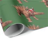 Funny Santa Claus Reiten auf Stegosaurus Dinosaur Geschenkpapier (Rolleneckpunkt)