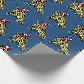 Funny Santa Claus Reiten auf Talarurus Geschenkpapier (Ecke)