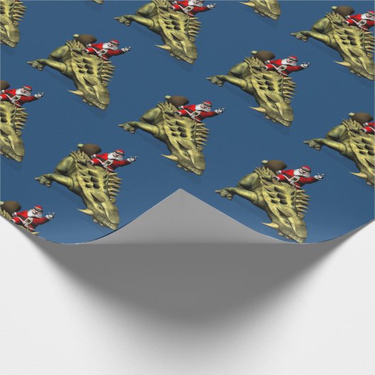 Funny Santa Claus Reiten auf Talarurus Geschenkpapier (Ecke)