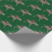 Funny Santa Claus Reiten auf Trex Dino Dinosaur Geschenkpapier (Ecke)