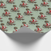 Funny Santa Claus Reiten Geschenkpapier (Ecke)