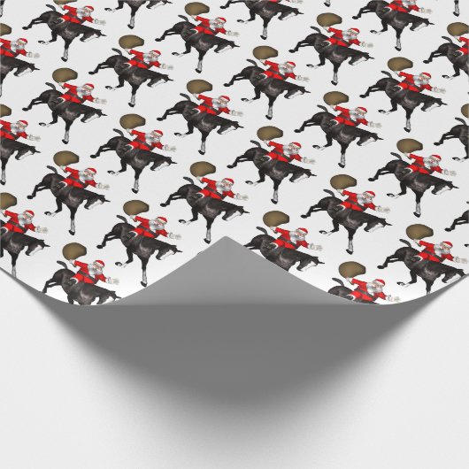 Funny Santa Claus Reiten Geschenkpapier (Ecke)