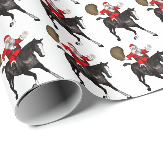 Funny Santa Claus Reiten Geschenkpapier (Rolleneckpunkt)