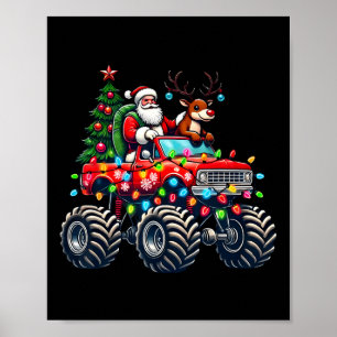 Funny Santa Claus Rentier Reiten Monster Truck Ch Poster