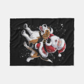 Funny Santa Claus Riding Beagle Weihnachten Weihna Fleecedecke (Vorderseite (Horizontal))