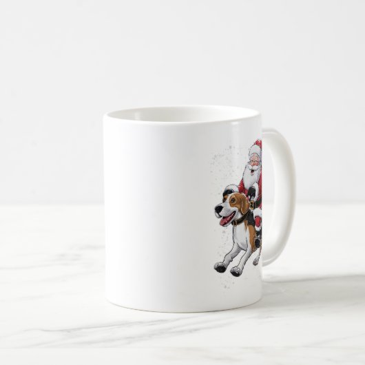 Funny Santa Claus Riding Beagle Weihnachten Weihna Kaffeetasse (VorderseiteRechts)
