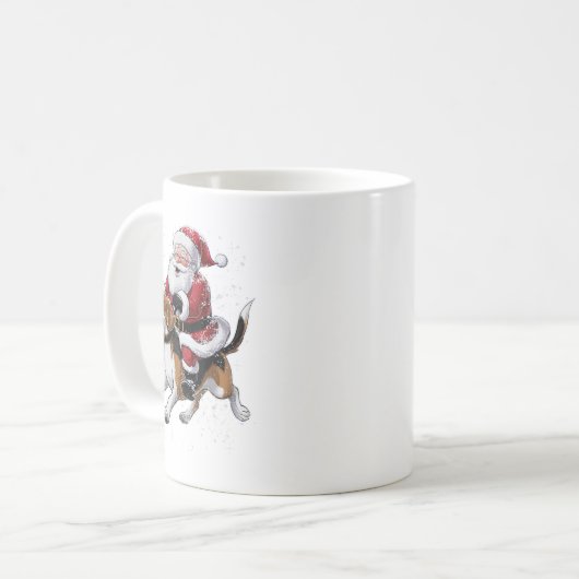 Funny Santa Claus Riding Beagle Weihnachten Weihna Kaffeetasse (Vorderseite Links)