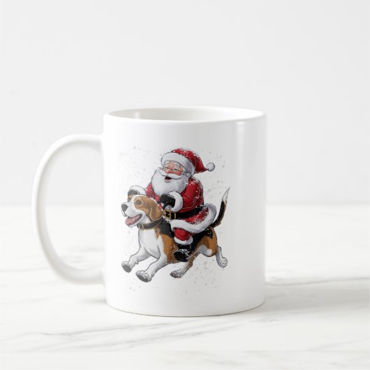 Funny Santa Claus Riding Beagle Weihnachten Weihna Kaffeetasse (Links)