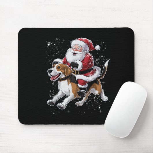 Funny Santa Claus Riding Beagle Weihnachten Weihna Mousepad (Mit Mouse)
