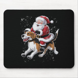 Funny Santa Claus Riding Beagle Weihnachten Weihna Mousepad